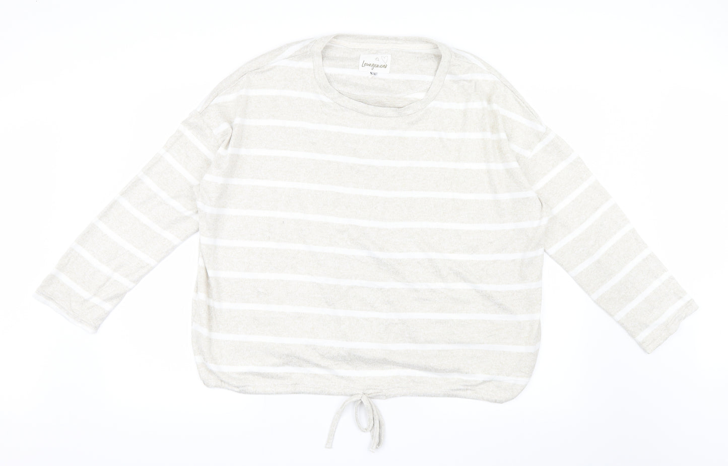 Tu  Womens Beige Striped Knit Top Pyjama Top Size 16