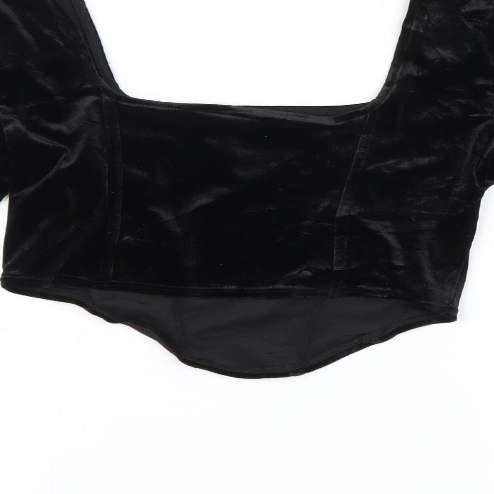 Divided by H&M Womens Black  Velvet Basic T-Shirt Size S