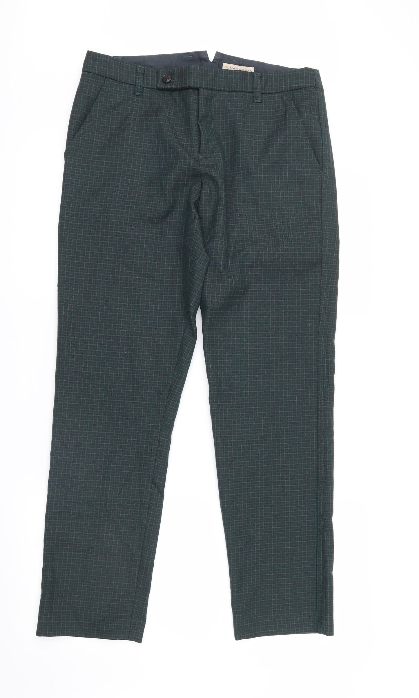 Human Woman  Womens Green Check  Trousers  Size 10 L29 in