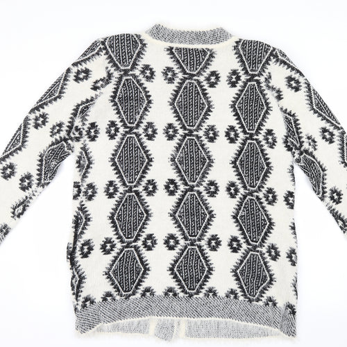 Damart Womens White Geometric Knit Cardigan Jumper Size 18