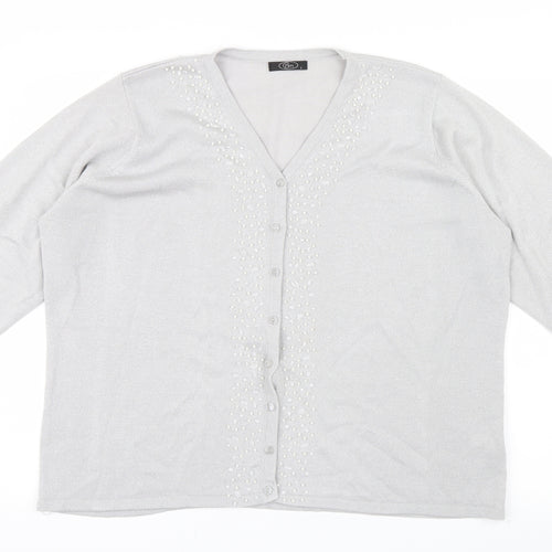 Bm  Womens Silver  Knit Cardigan Jumper Size L