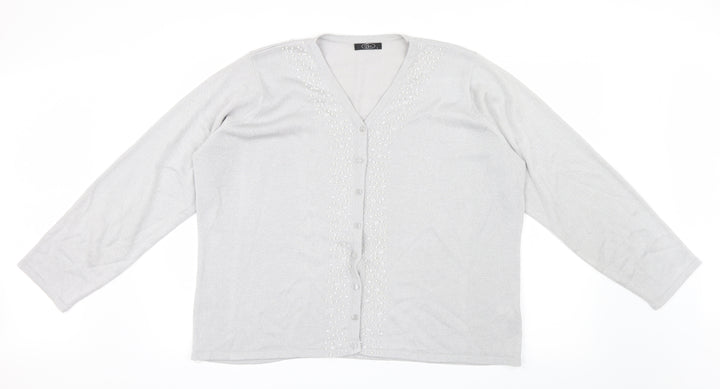 Bm Womens Silver Knit Cardigan Jumper Size L