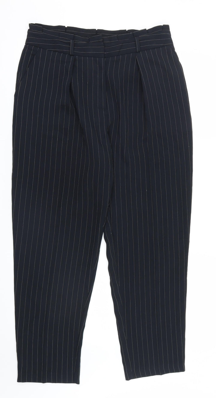 Oasis Womens White Striped  Trousers  Size 12 L27 in