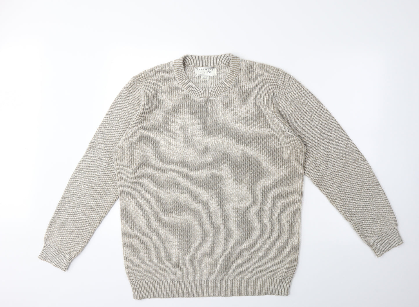 F&F Mens Beige  Knit Pullover Jumper Size L