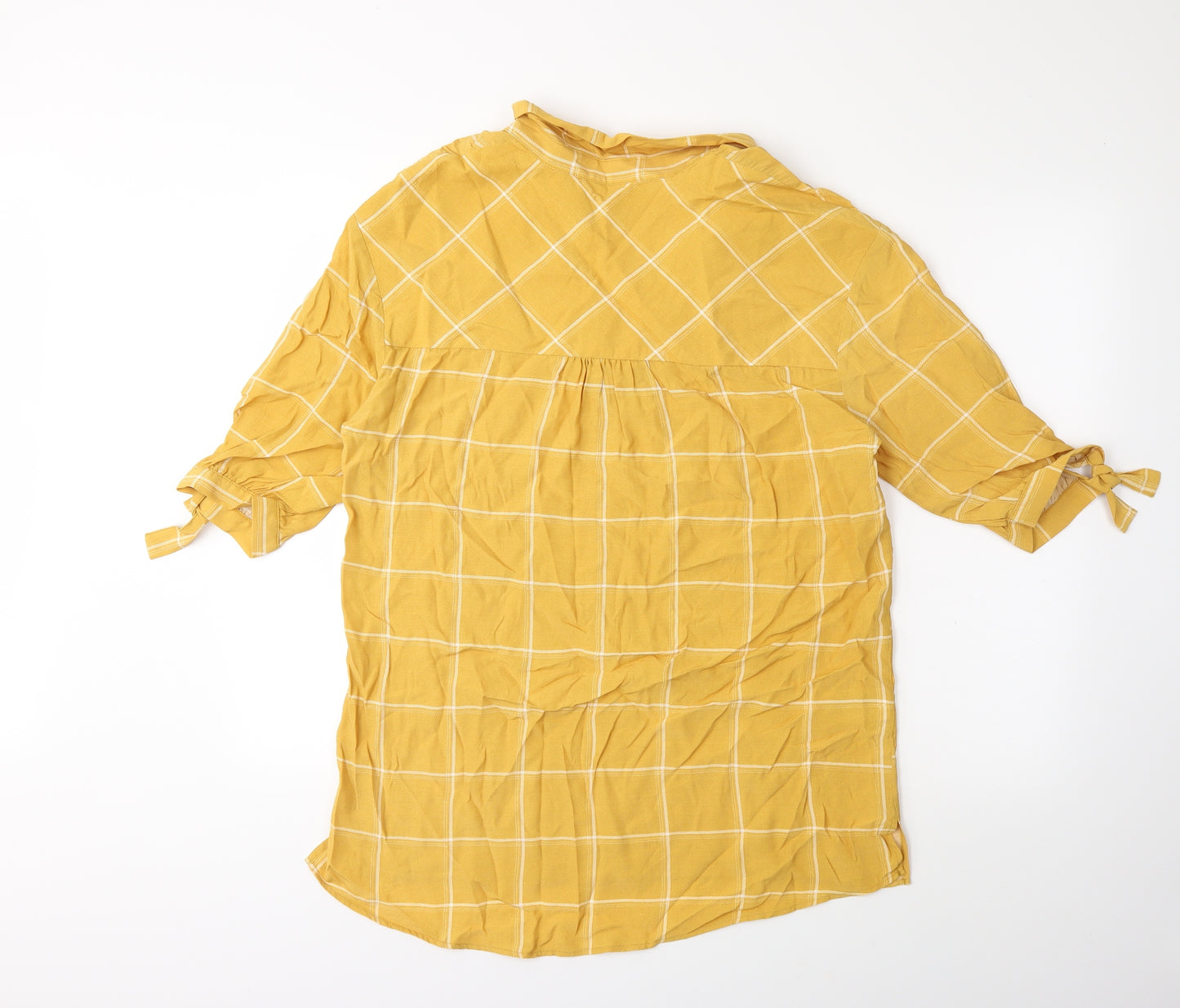 Laura Ashley Womens Yellow Check  Basic Blouse Size 12