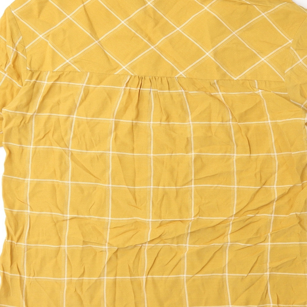 Laura Ashley Womens Yellow Check  Basic Blouse Size 12
