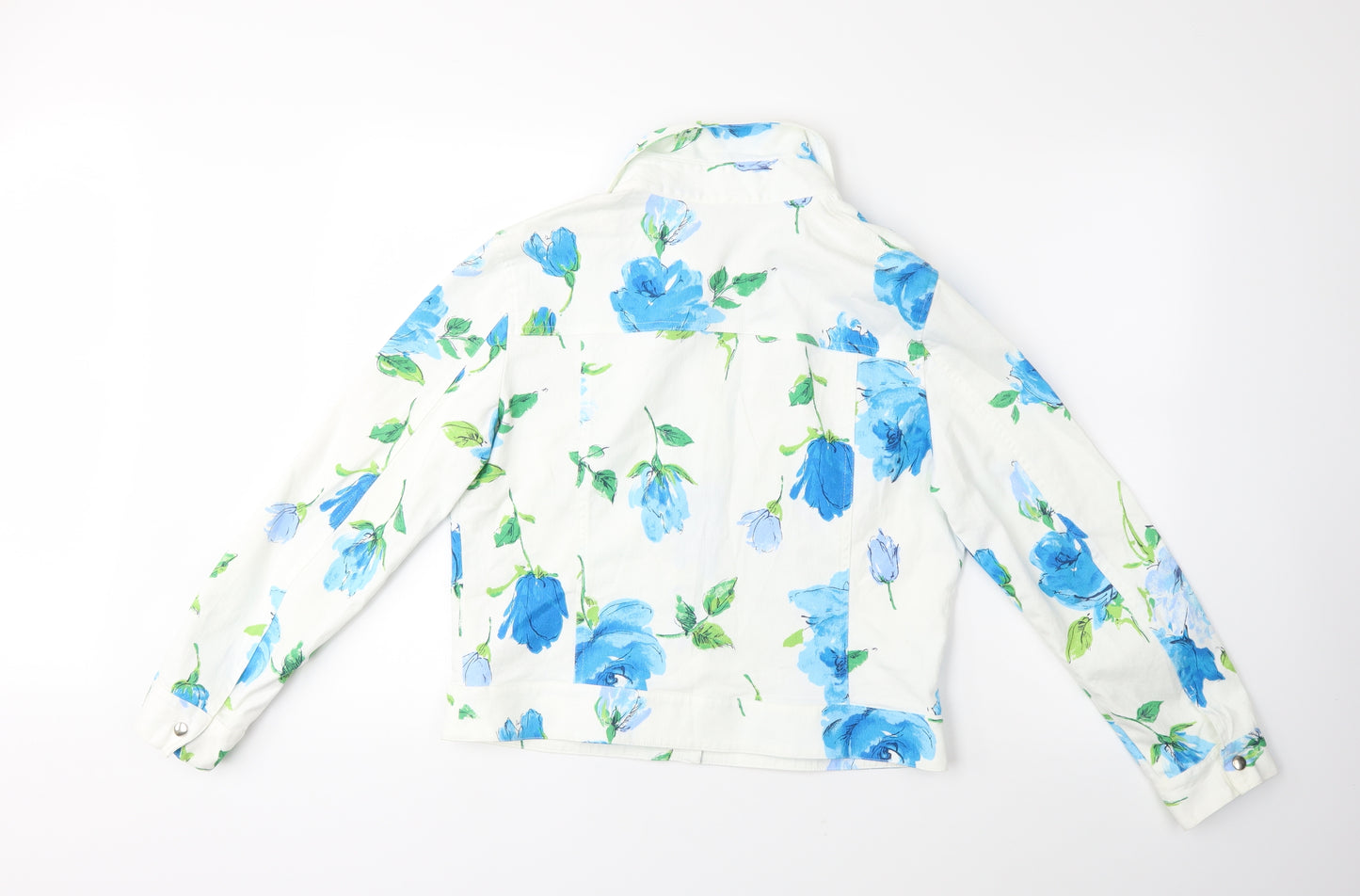 James Lakeland Womens White Floral Denim Jacket  Size 18