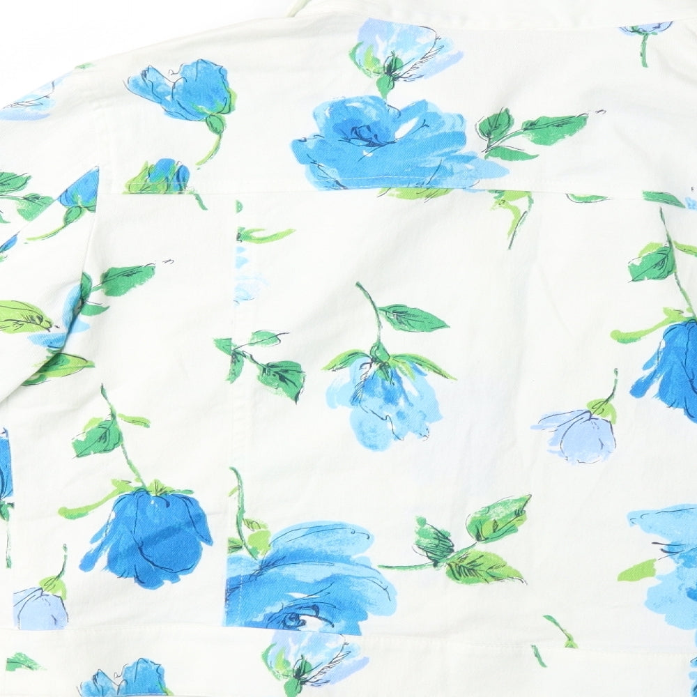 James Lakeland Womens White Floral Denim Jacket  Size 18