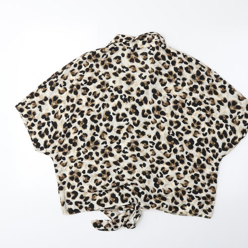 F&F Womens Beige Animal Print  Basic Blouse Size 14