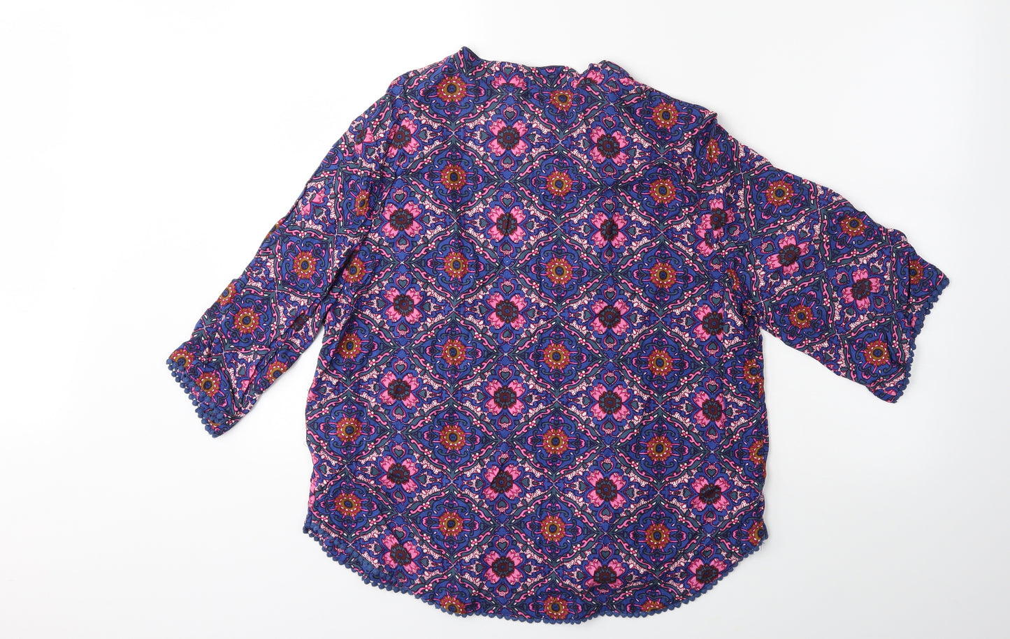 Papaya Womens Blue Floral  Kimono Blouse Size M
