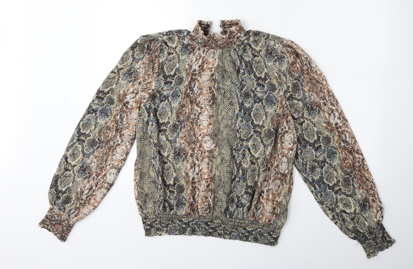 NEXT Womens Brown Animal Print  Basic Blouse Size 12