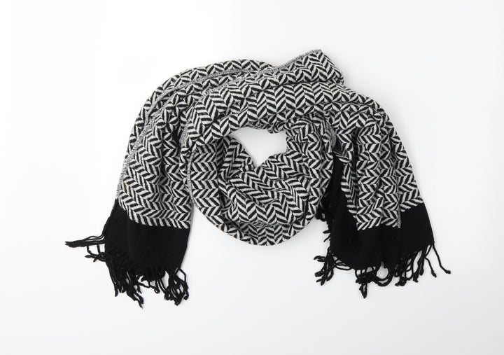 Preworn Womens Black Striped Scarf
