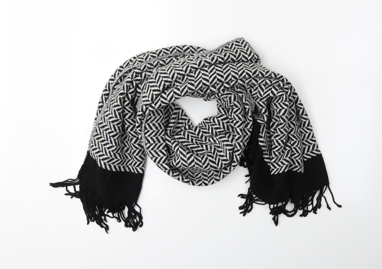 Preworn Womens Black Striped   Scarf