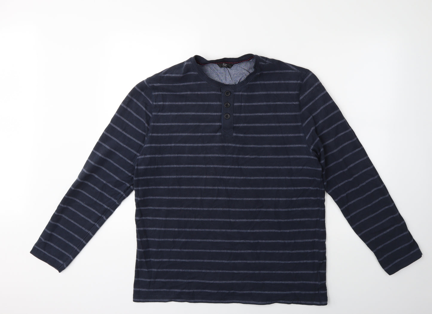 F&F Mens Blue Striped   T-Shirt Size L
