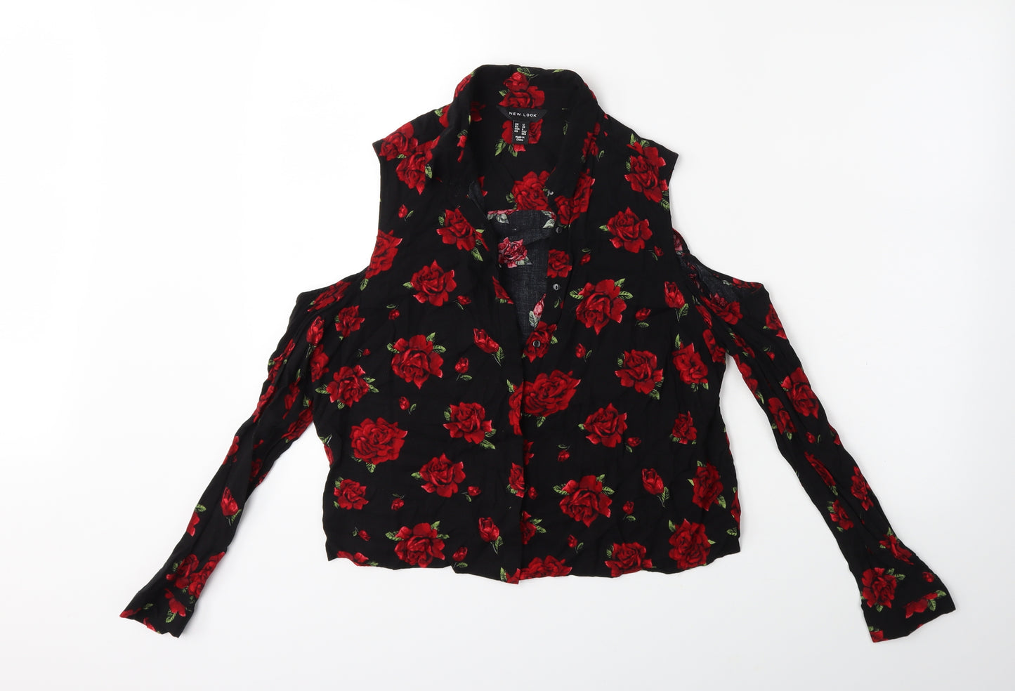 New Look Womens Black Floral  Basic Blouse Size 12