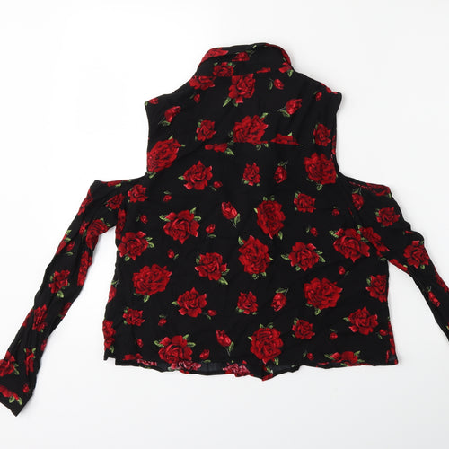 New Look Womens Black Floral  Basic Blouse Size 12