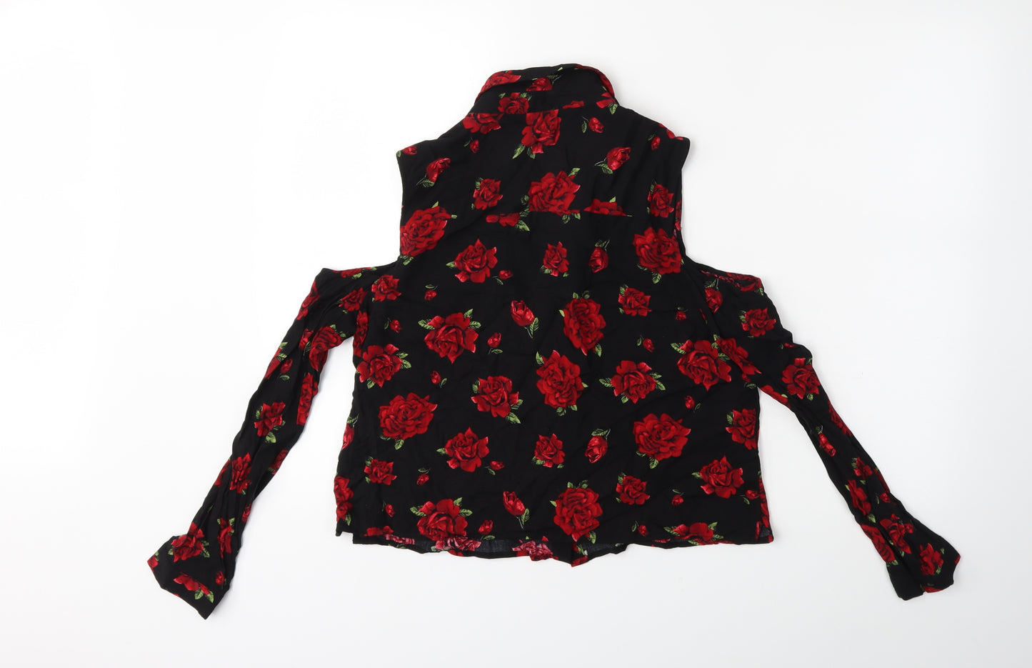 New Look Womens Black Floral  Basic Blouse Size 12