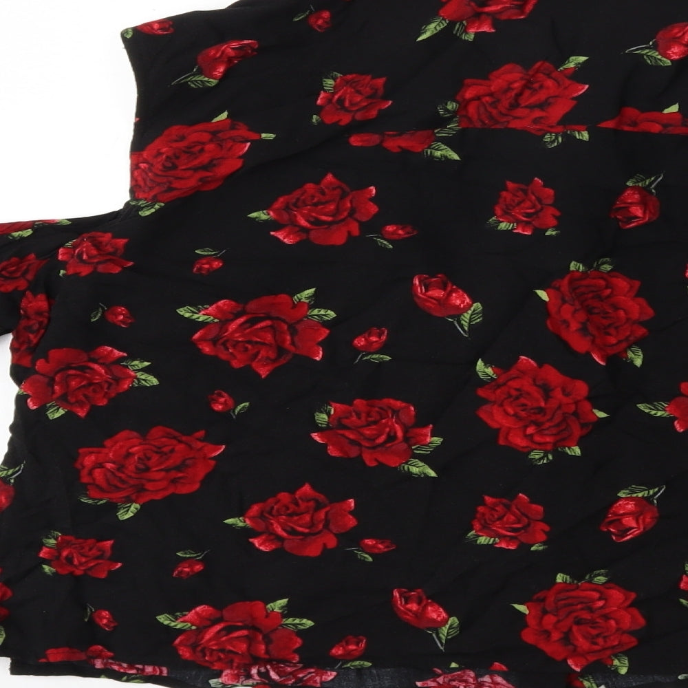 New Look Womens Black Floral  Basic Blouse Size 12
