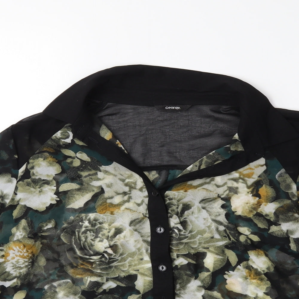George Womens Green Floral  Basic Blouse Size 12