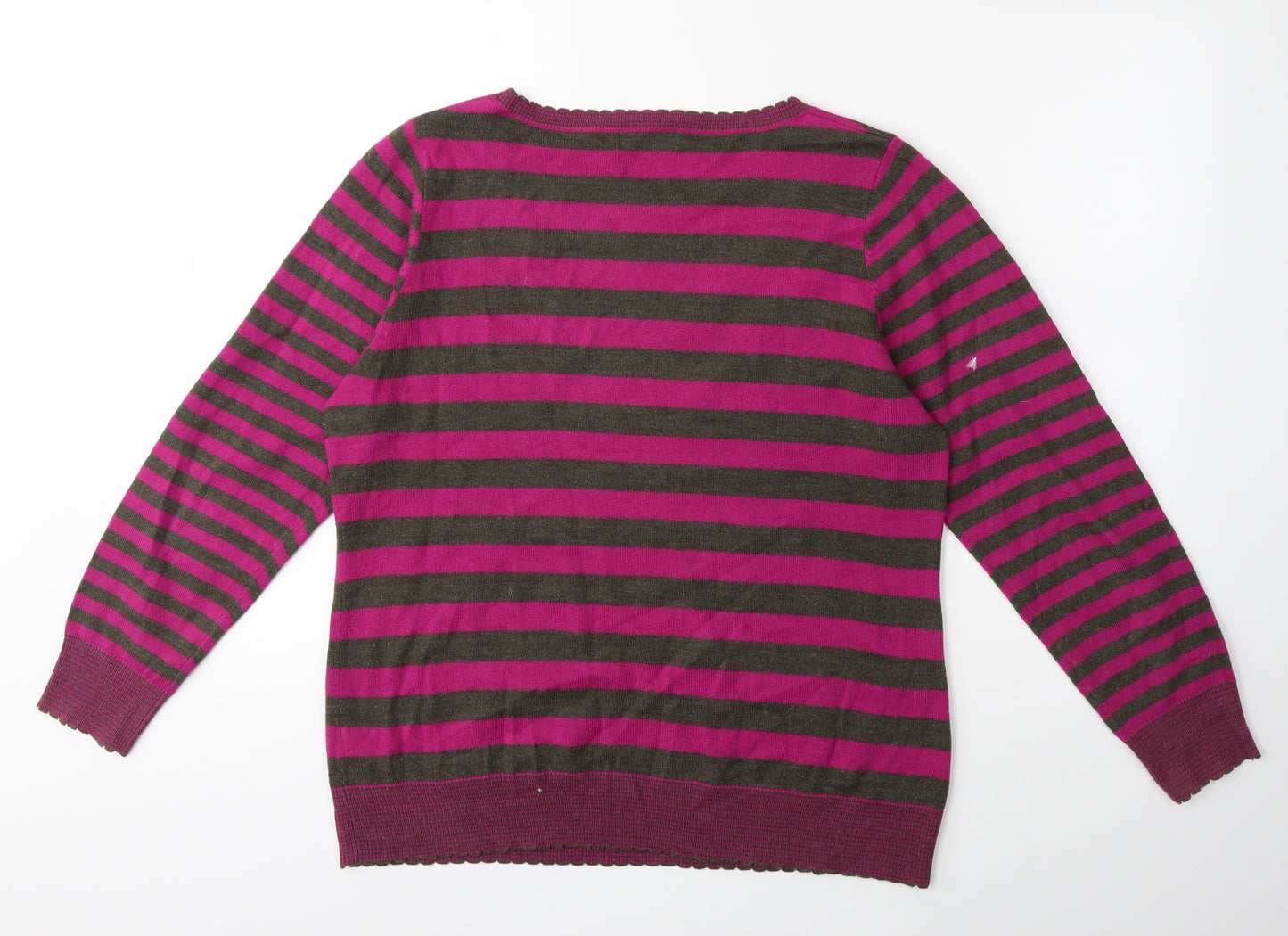 Per Una Womens Pink Striped Knit Pullover Jumper Size 18