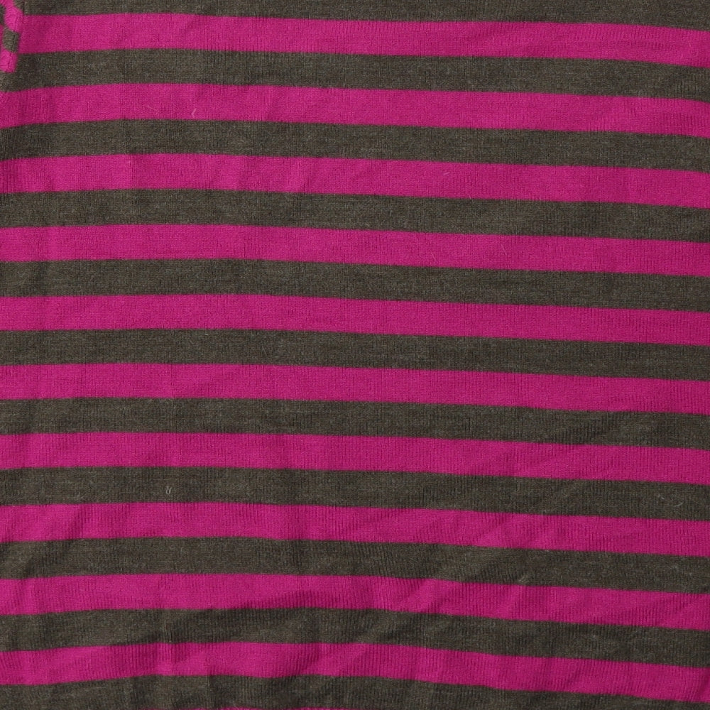 Per Una Womens Pink Striped Knit Pullover Jumper Size 18