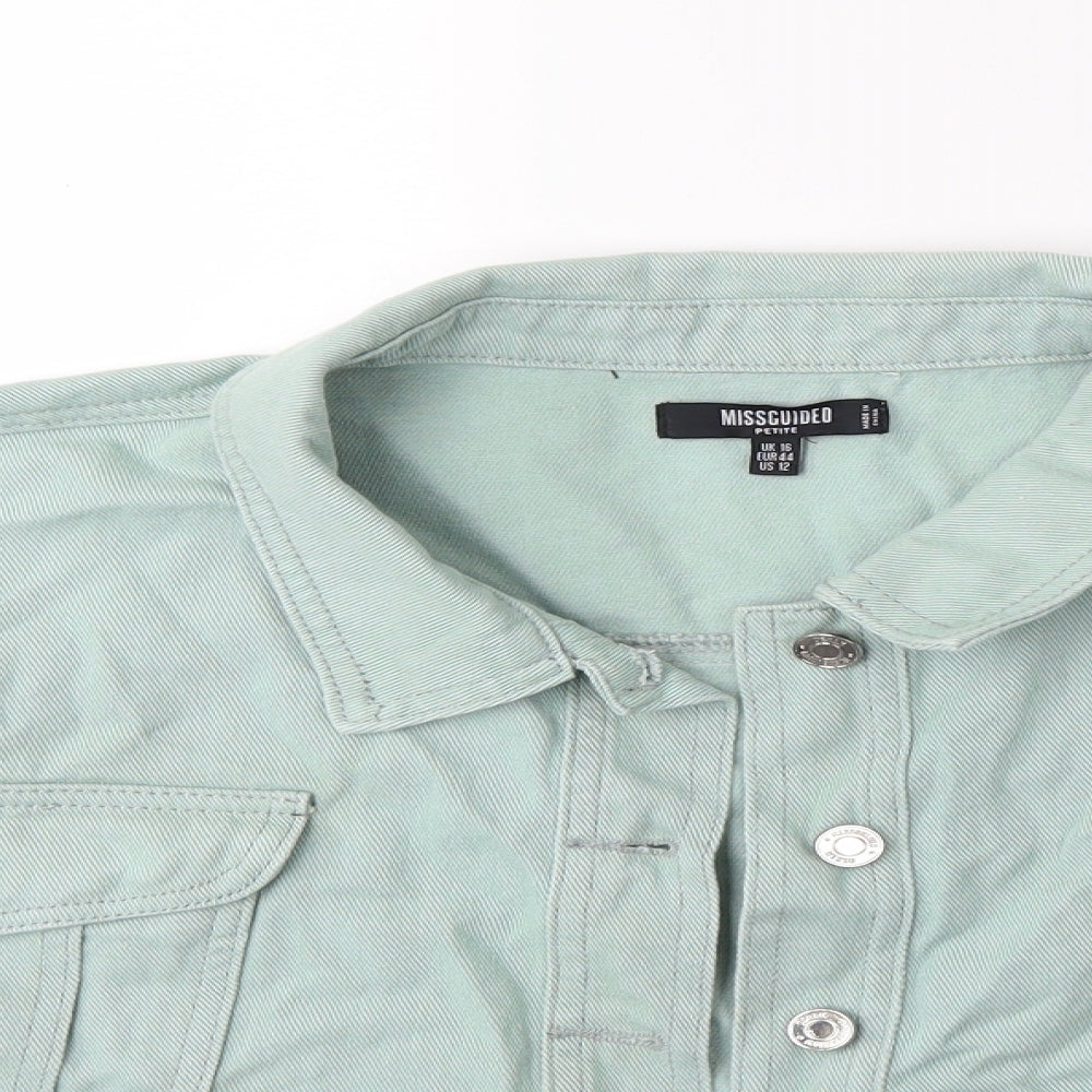 Missguided Womens Green  Denim Jacket  Size 16