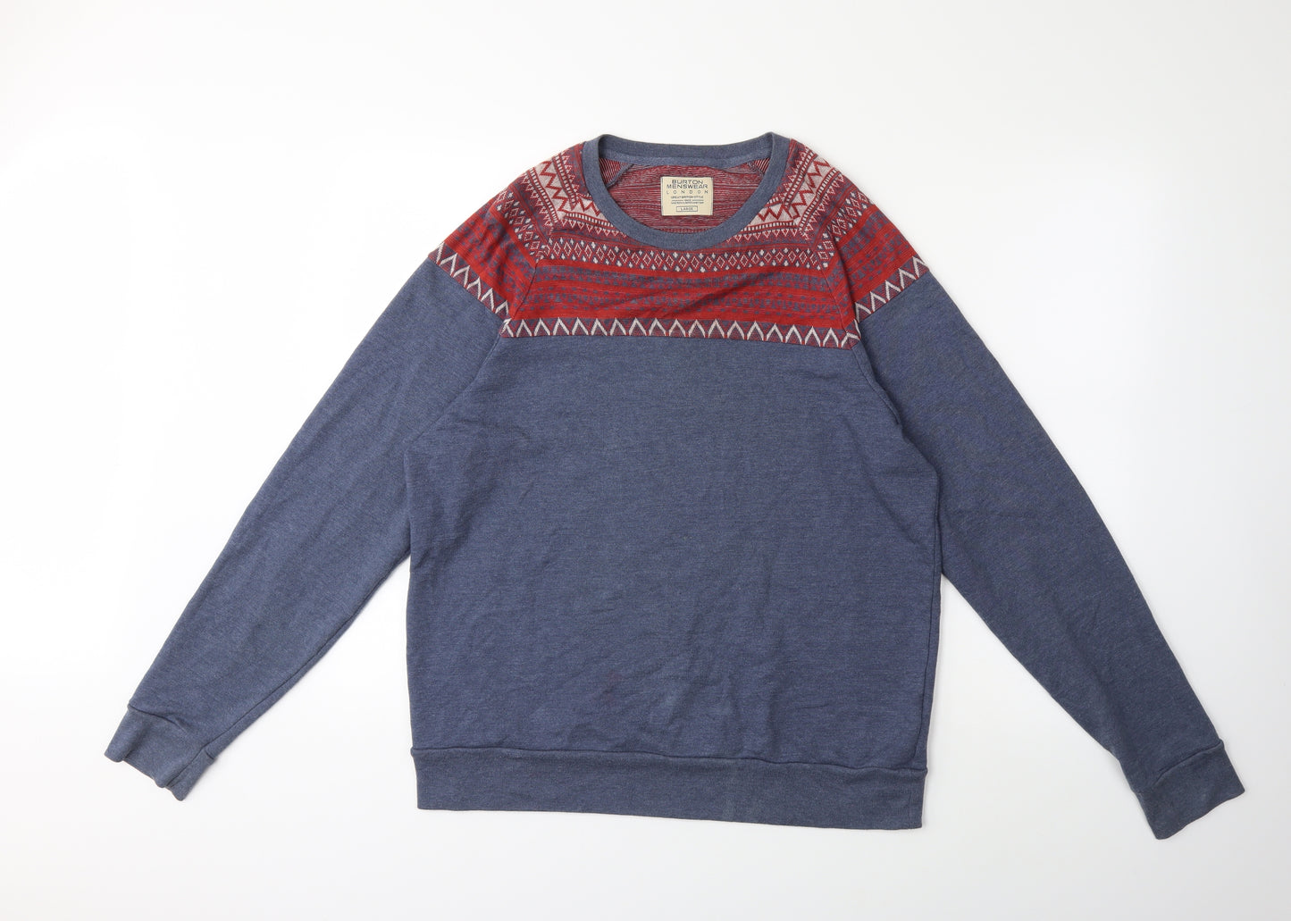Burton Mens Blue Geometric  Pullover Sweatshirt Size L