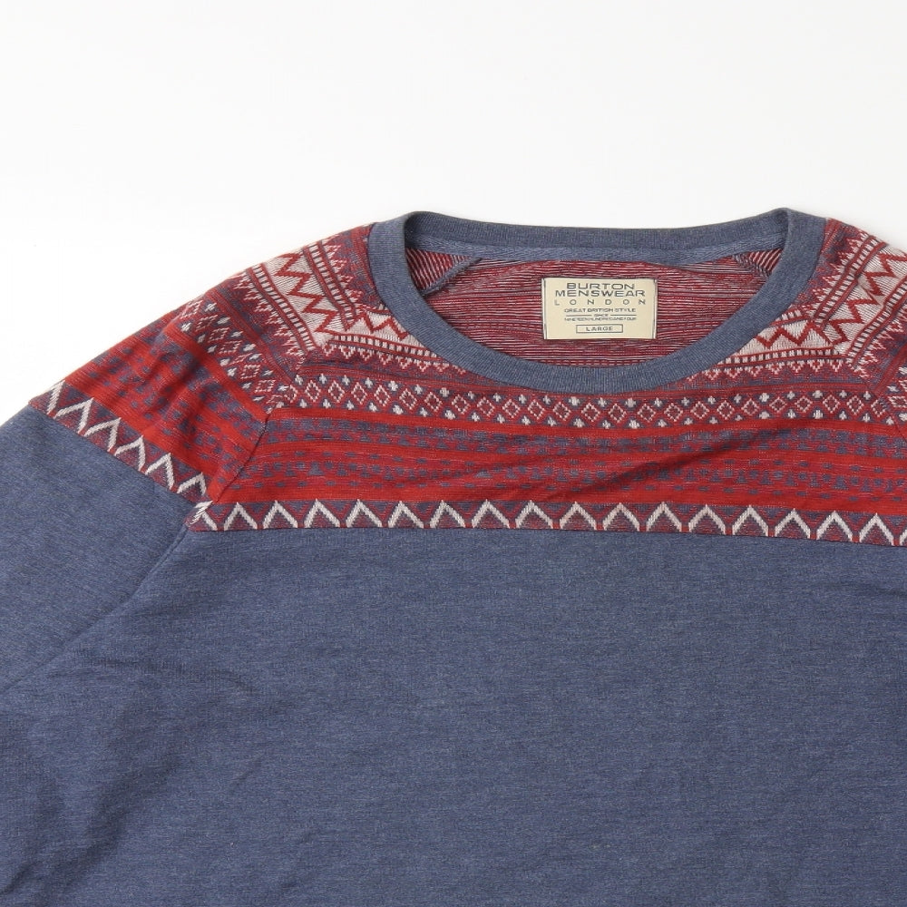 Burton Mens Blue Geometric  Pullover Sweatshirt Size L