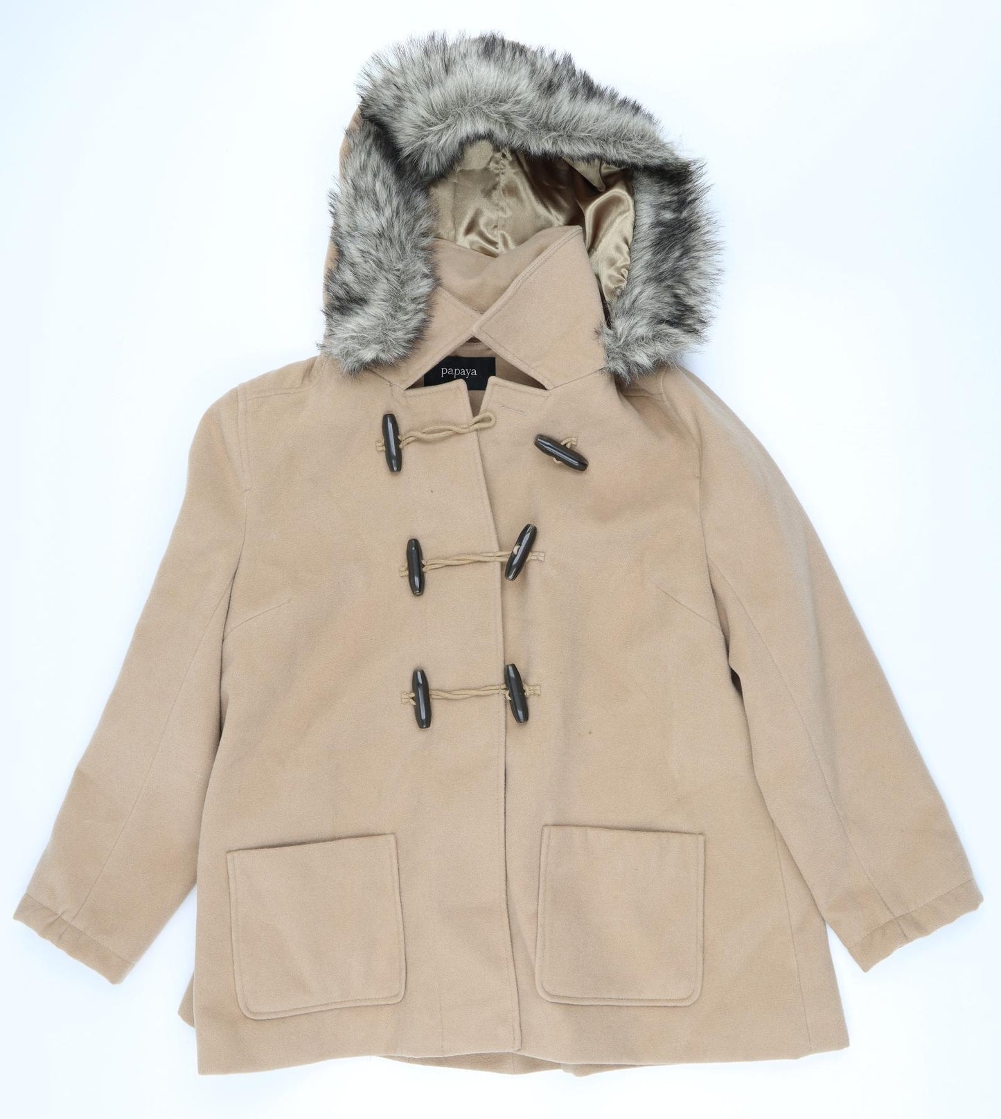 Papaya Womens Beige   Overcoat Coat Size 14