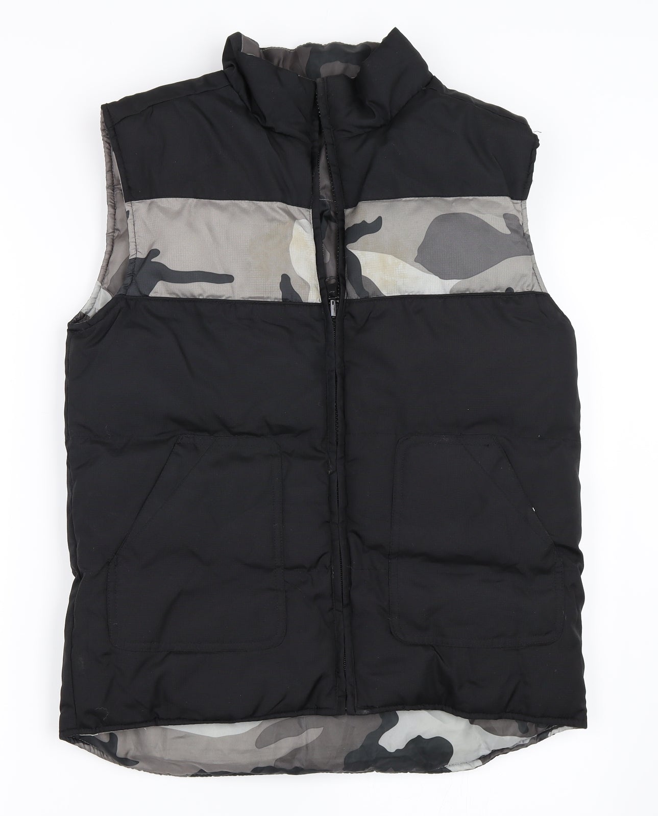 Urban Outlaws Boys Black Camouflage  Gilet Coat Size 8-9 Years