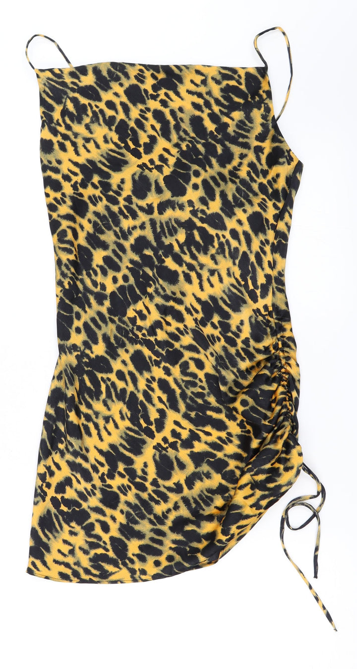Topshop Womens Yellow Animal Print Bodycon Size 6