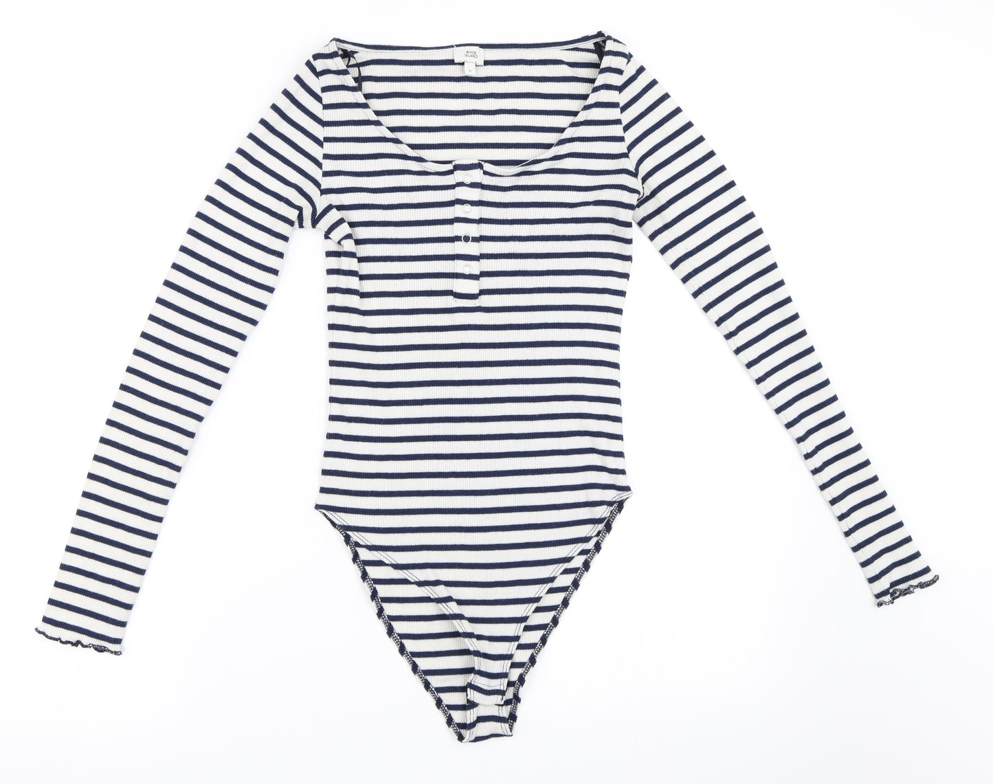 River Island Womens White Striped  Basic T-Shirt Size 6  - bodysuit