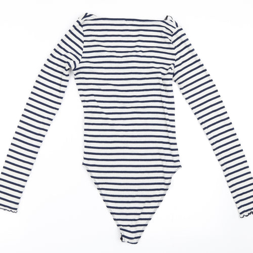 River Island Womens White Striped  Basic T-Shirt Size 6  - bodysuit