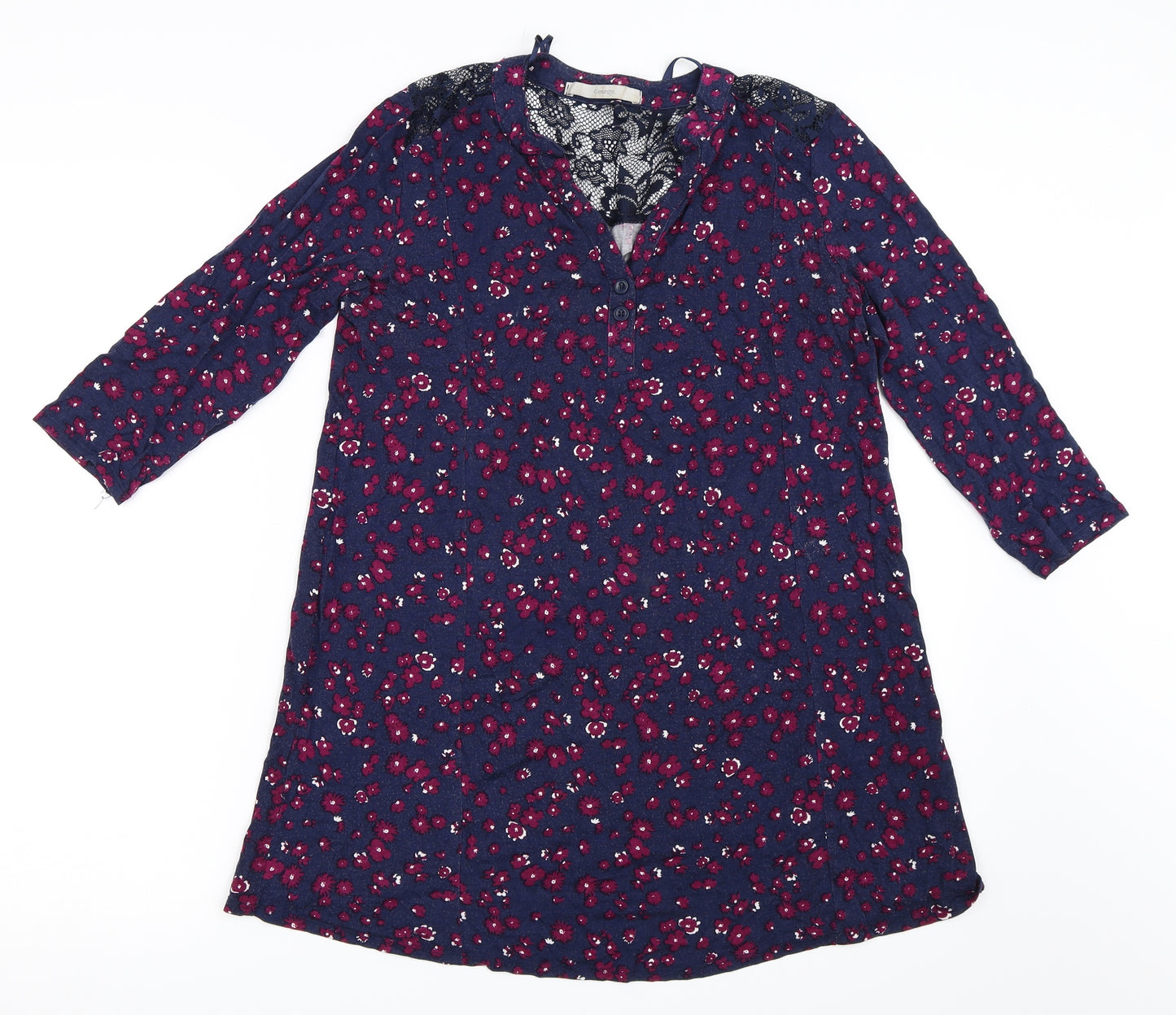 George Womens Blue Floral  Basic T-Shirt Size 8