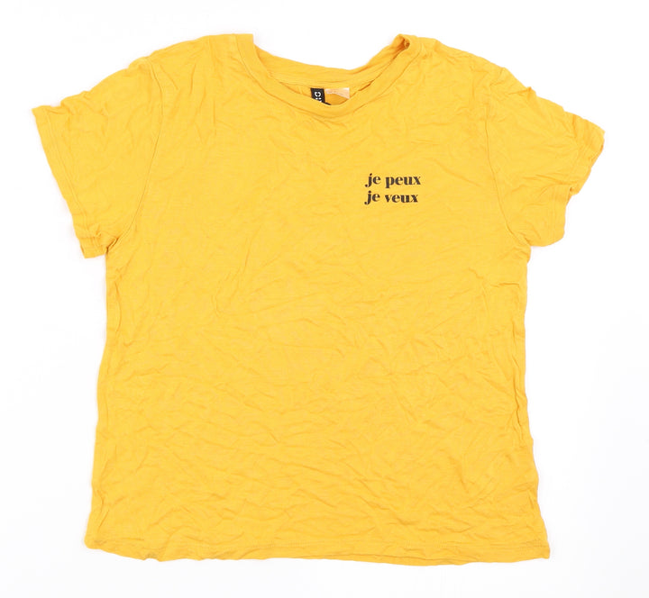 H&M Womens Yellow Basic T-Shirt Size S