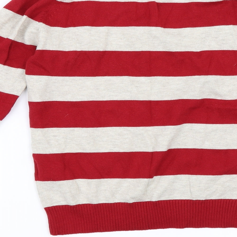 Zara Womens Red Striped  Pullover Jumper Size S