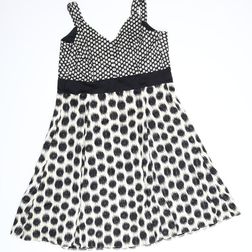 Evie Womens Beige Polka Dot  Fit & Flare  Size 18