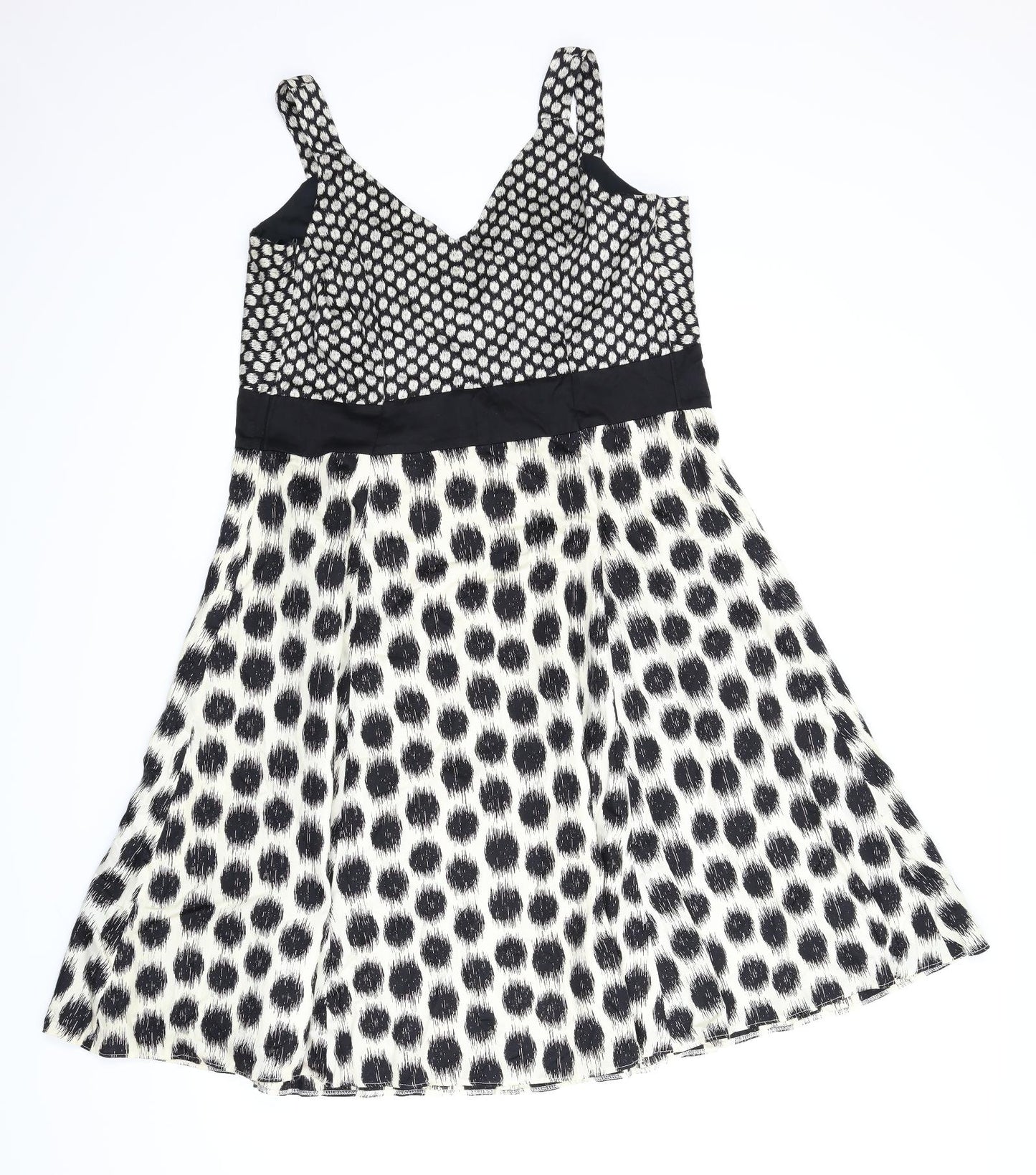 Evie Womens Beige Polka Dot  Fit & Flare  Size 18