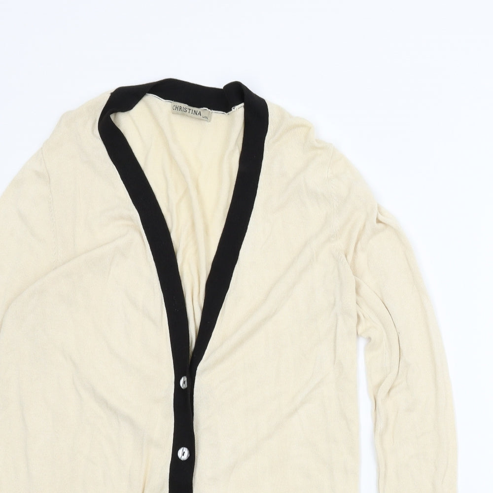 Christina Womens Beige   Cardigan Jumper Size L
