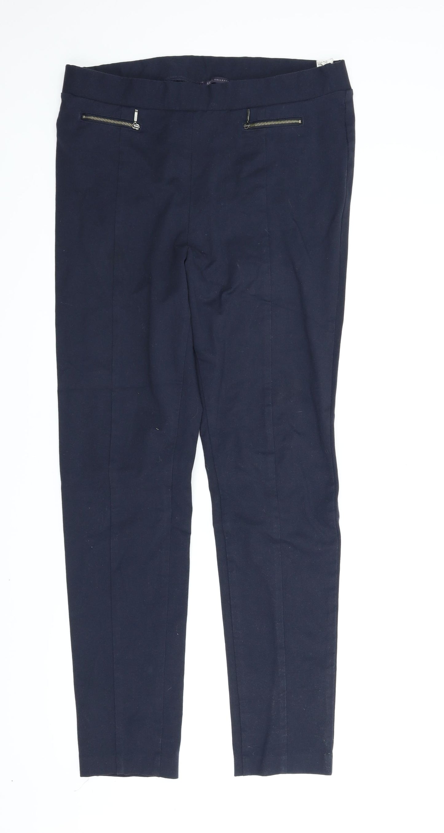 M&S Womens Blue   Carrot Trousers Size 14 L29 in