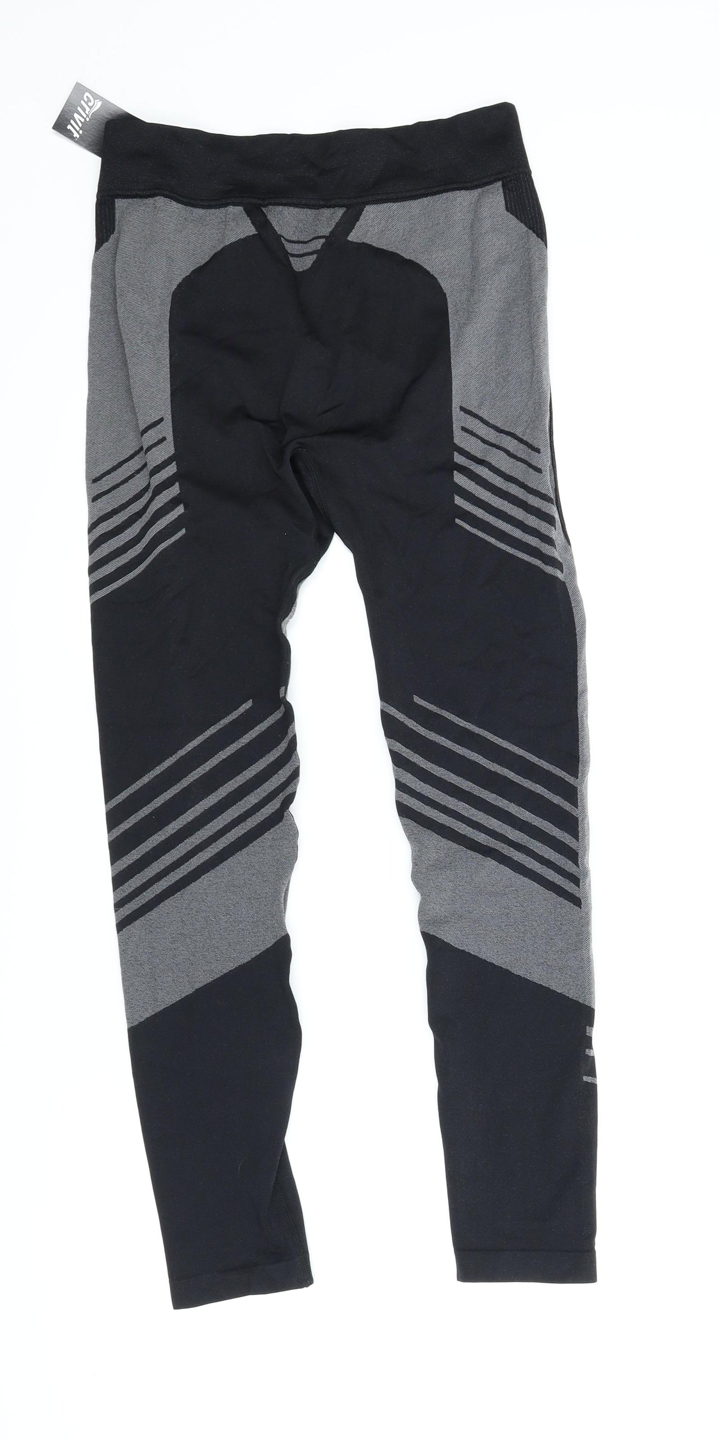 Crivit Womens Black Striped  Compression Leggings Size L L25 in