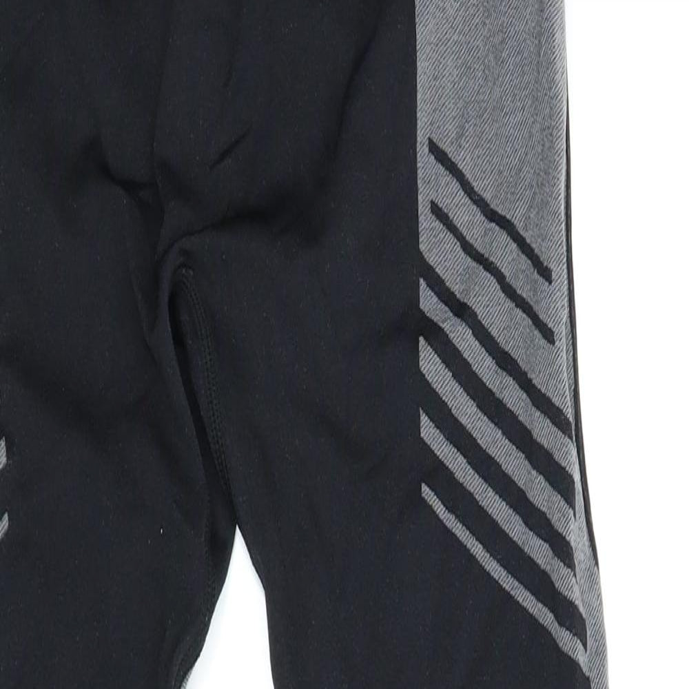 Crivit Womens Black Striped  Compression Leggings Size L L25 in