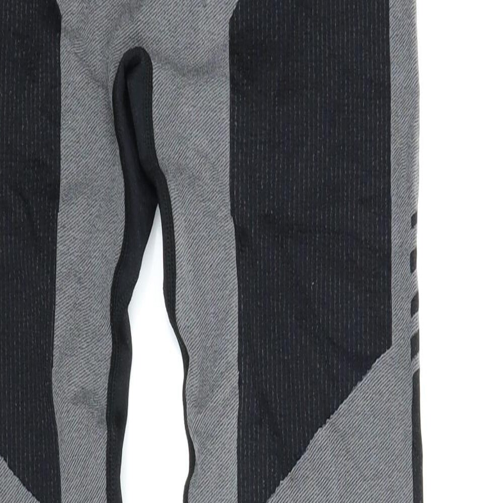 Crivit Womens Black Striped  Compression Leggings Size L L25 in