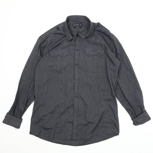 Cedar Wood State Womens Blue Striped  Basic Button-Up Size 16