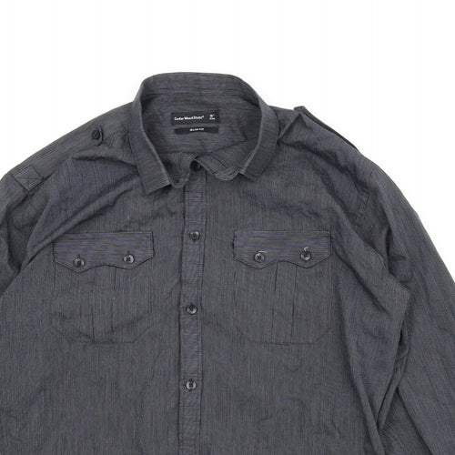Cedar Wood State Womens Blue Striped  Basic Button-Up Size 16