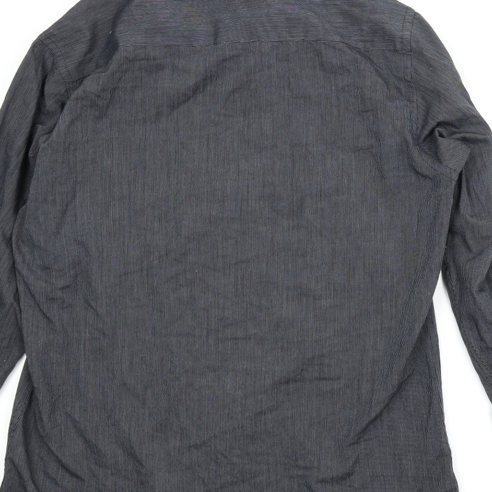 Cedar Wood State Womens Blue Striped  Basic Button-Up Size 16