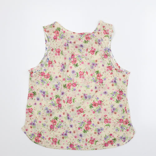 Preworn Womens Beige Floral  Basic Blouse Size M