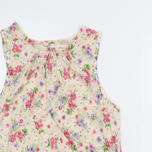 Preworn Womens Beige Floral  Basic Blouse Size M