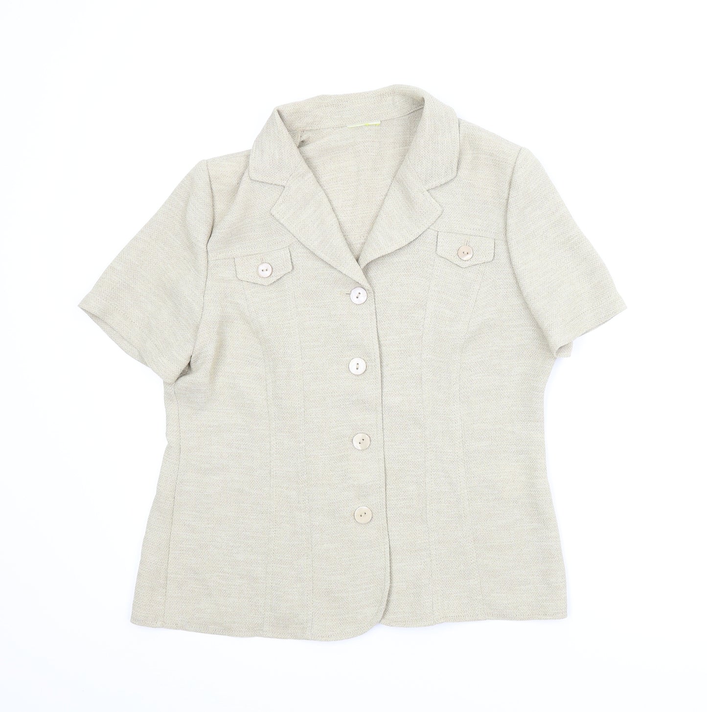Preworn Womens Beige   Basic Button-Up Size 10