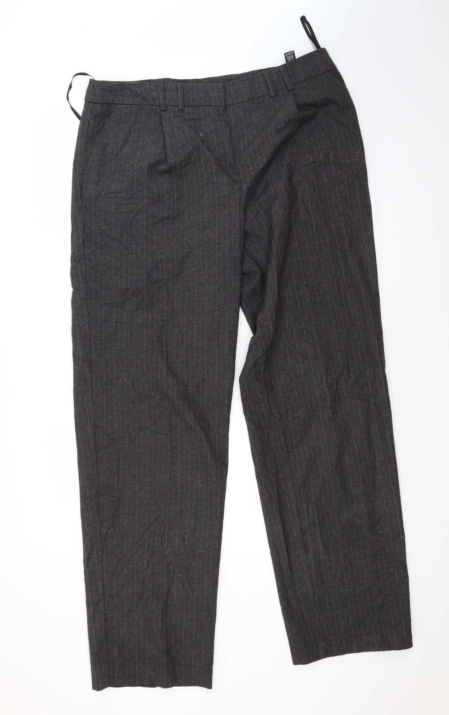 Autograph Womens Grey Striped  Trousers  Size 16 L30 in